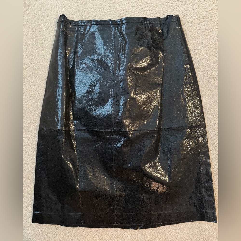 Terry Lewis Classic Luxuries Black Shiny Pencil Skirt